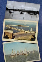 3db Régi Balaton fotó képeslap Vitorlásverseny, Berény, kikötő..  1957, 61