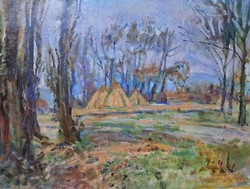 Laura Kelemenné Lészöly - cold weather - landscape oil painting ()