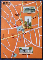 Heves- térkép képeslap -Szovjet hősi emlékmű, Vörös Hadsereg út.. ilyenek .. Carthographia Bp 1984