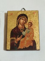 Kézel festett bizánci ikon másolat ,hátulján tanúsítvánnyal és pecséttel ellátva.
