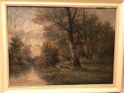Painting by C. Leutner: forest landscape