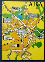 Ajka- térkép képeslap - Városi Kórház, Lenin út... ilyenek Carthographia Bp 1989 Ajkai Városi Tanács