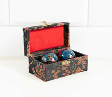 Chi-kung balls with fire enamel decoration - dragon pattern - feng shui balls in gift box