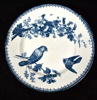 XIX. No. Vege antique French faience plate with bird decor