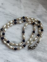 String of real pearls, with lapis lazuli pearls.