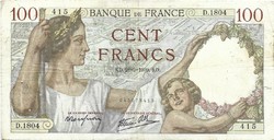 100 French francs 1939 France