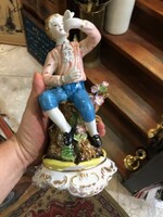 Meissen porcelain statue with a sword, 22 cm high, perfect piece.