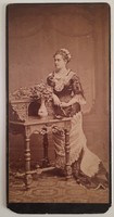 Antique large cabinet photo, elegant lady, Prague, around 1880