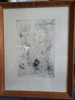 Károly Reich: flowers 38x48cm etching in a glazed frame