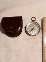 Old German copper compass with leather case