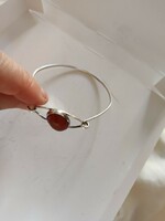 Silver bracelet with carnelian