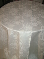 Beautiful white floral huge damask tablecloth