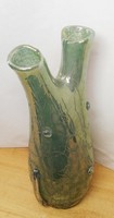 Special opal green vase with rustic surface Murano 1980s, a rarity for your display case