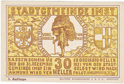Osztrák szükségpénjz 30 Osztrák-Magyar heller 1.kiadás 1921