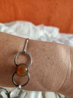 Silver bracelet with red agate stone