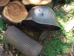Hungarian helmet + German gas cylinder.