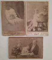 3 antique cabinet photos, Sziget, Budapest/Székesfehérvár, 1880s