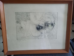 Károly Reich: Awakening etching 38cm x 48cm in a glazed frame.