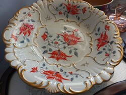 A wonderful, richly gilded, hand-painted, cream-colored large bowl, offering