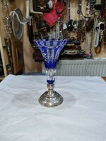 Old silver crystal vase with base