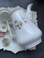 Kézzel festett gyönyörűséges régi teás kanna árvácskákkal