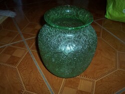 Large green stained-veil glass vase for sale