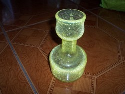 Yellow cracked glass vase