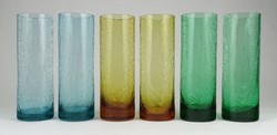 1N832 Retro Karcagi színes irizáló fátyolüveg pohár készlet 6 darab
