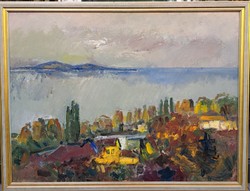 Szikra János (1921-2009) : Balaton, Október, 60x80 cm.