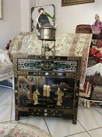 Chinese painted lacquer cabinet bedside table