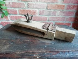 Leather sewing tool, in natural condition, part of a shearing chair, old clamping tool, cobbler, shoelace