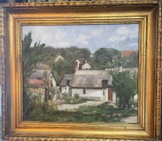 Nice painting: houses in Nagybánya