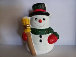 Cuki kerámia hóember karácsonyi dekoráció