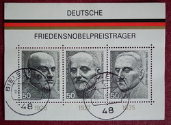 1975. Germany - Nobel Peace Prize laureates block (€2.50)