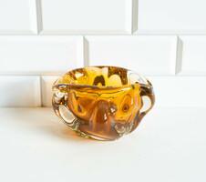 Amber colored retro glass ashtray - mid-century modern design ashtray, Scandinavian style