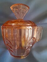 Salmon colored sugar bowl antique