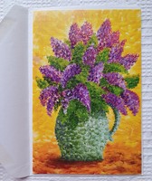 Képeslap borítékkal üdvözlőlap üdvözlőkártya levelezőlap postatiszta Robert Holy orgona virág
