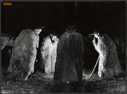 Larger size, photo art work by István Szendrő. Shepherds around the fire, in suba, hortobágy, people