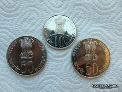 India ezüst 10 rupia 1972 - 50 rupia 1796 - 50 rupia 1978 LOT !