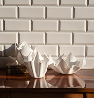 Plexi square set - velou - white plastic bowls - mid-century modern design