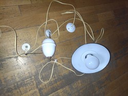 100 ęves Antik dupla csigás konyhai komplett mennyezeti lámpa  csillár porcelán réz ellen súllyal