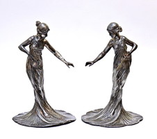 A pair of beautiful art nouveau pewter sculptures