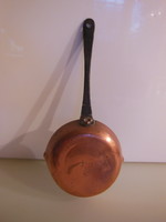 Frying pan - copper - 10 x 2.5 cm + handle 13 cm - can be hung - old - flawless