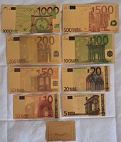 24 karátos aranyozott Euró sor 100 eurós bankjeggyel, replika 7)