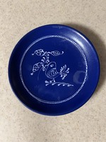 Barth lídia Tihany marked blue and white patterned wall plate with bird