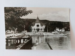 Old postcard Balaton photo postcard Révfülöp ship station 1957