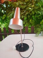 Retro metal lamp with a black base and a silver finish - for desks and bedside tables