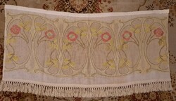 Art Nouveau embroidered wall protector with fringe