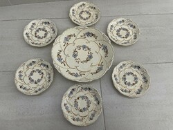 Zsolnay kék virág mintás süteményes készlet porcelán étkészlet