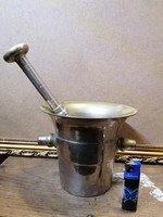 Larger than usual nickel-plated or chrome-plated copper mortar with pestle 15x17.5 cm, 4397g